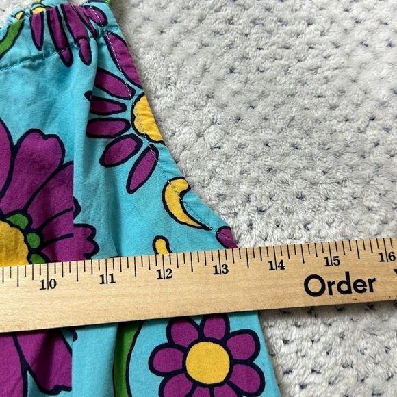 Hanna Andersson Dress Kids 6/7 Blue Purple Green Ribbon Trim Flowers - Picture 9 of 11